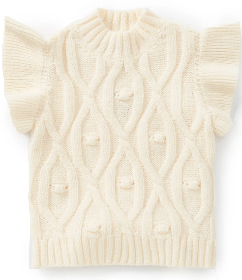 J.Marie Big Girls Elliot Ribbed Tiered Ruffle Cap Sleeve Sweater Tank