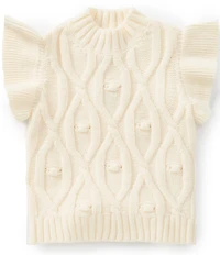 J.Marie Big Girls Elliot Ribbed Tiered Ruffle Cap Sleeve Sweater Tank