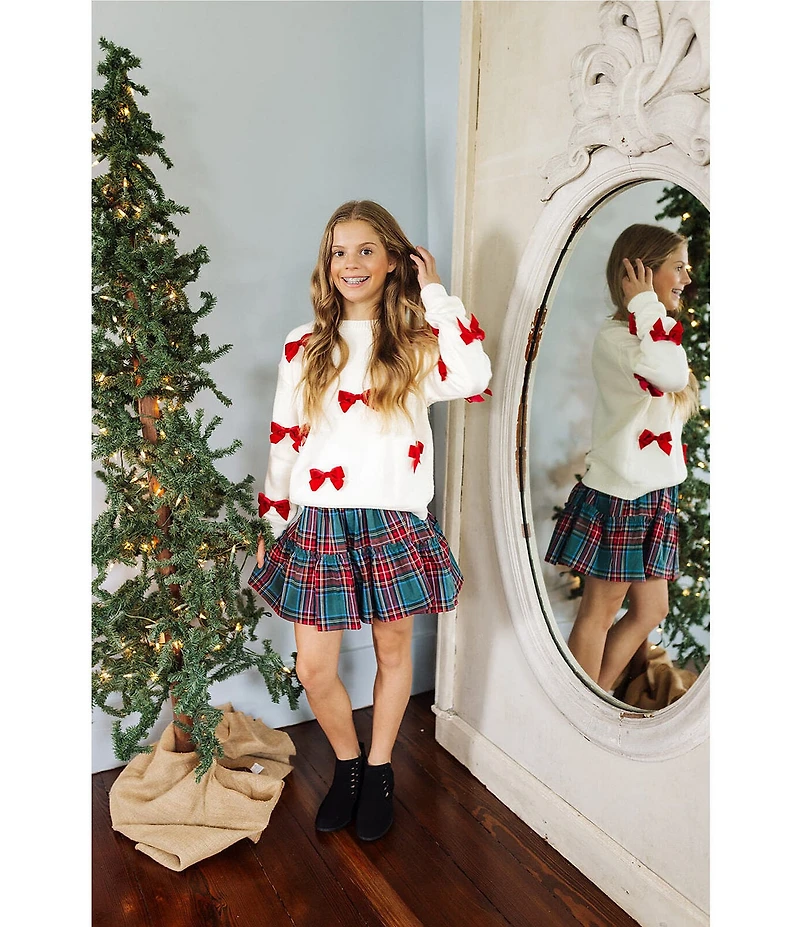 J.Marie Big Girls Jenna Red Bow Sweater