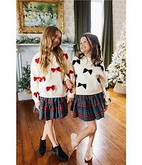 J.Marie Big Girls Long Sleeve Jenna Black Bow Sweater