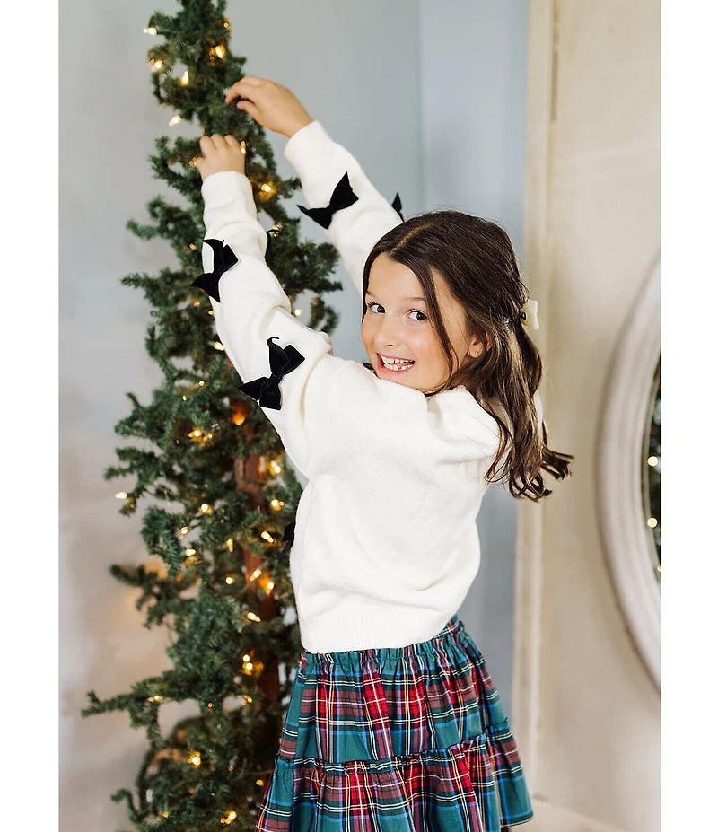 J.Marie Big Girls Long Sleeve Jenna Black Bow Sweater