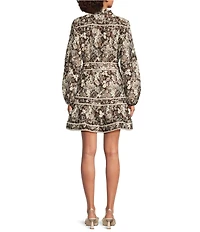 J.Marie Bridget Long Sleeve Jacquard Button Front Dress