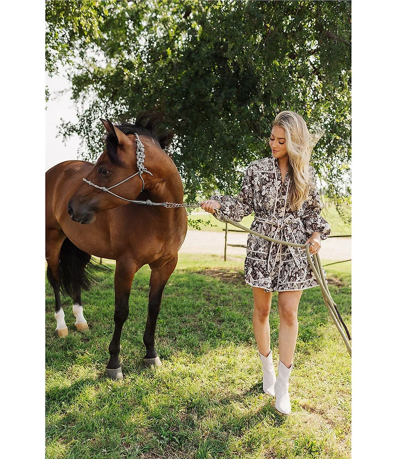 J.Marie Bridget Long Sleeve Jacquard Button Front Dress
