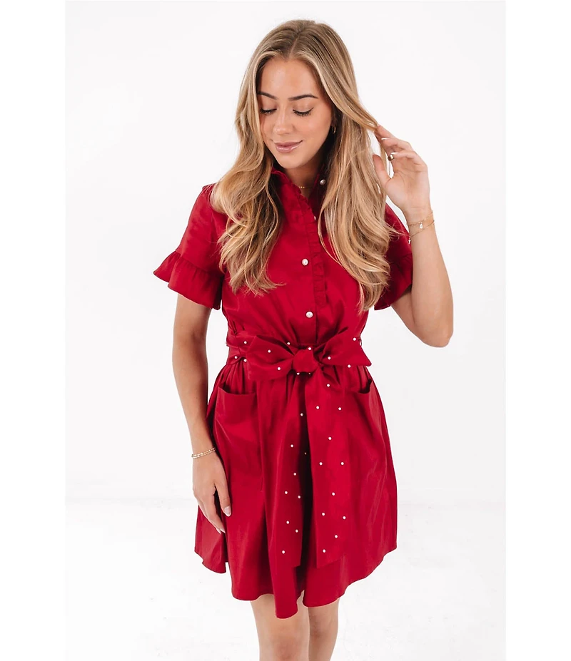 J.Marie Cami Short Sleeve Pearl Tie Dress