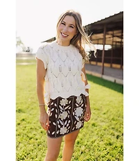 J.Marie Cody Embroidered Mini Skirt
