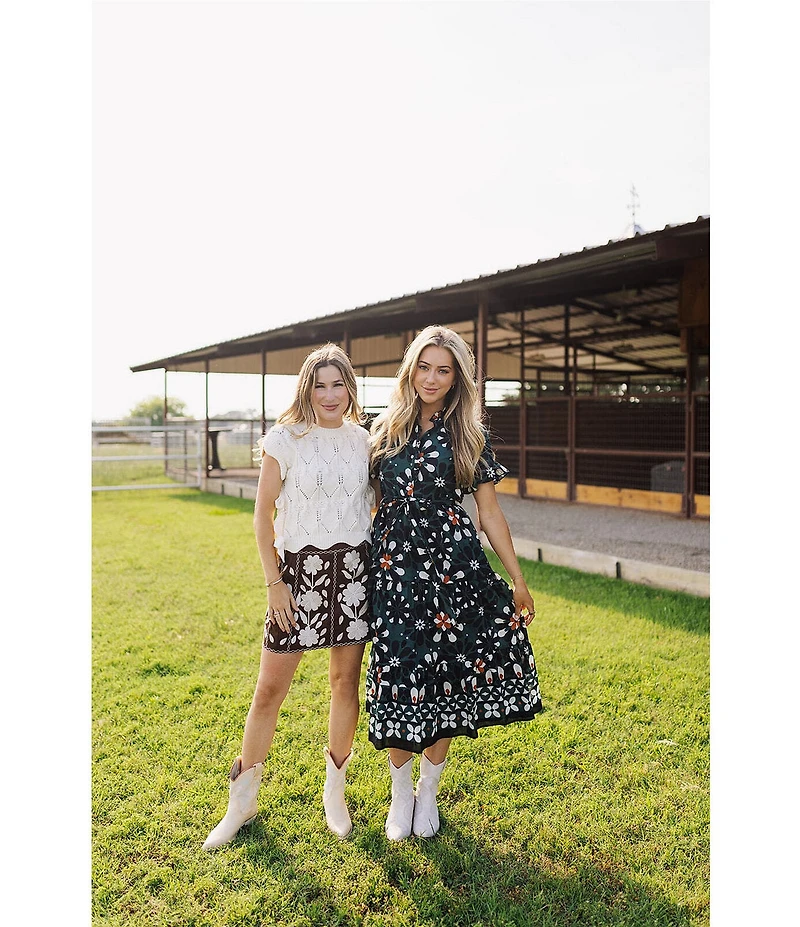 J.Marie Cody Embroidered Mini Skirt