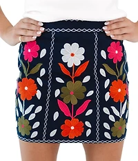 J.Marie Cody Floral Embroidered Mini Pencil Skirt