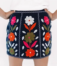 J.Marie Cody Floral Embroidered Mini Pencil Skirt