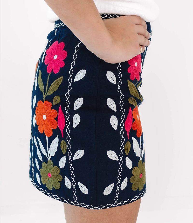 J.Marie Cody Floral Embroidered Mini Pencil Skirt