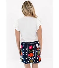 J.Marie Cody Floral Embroidered Mini Pencil Skirt