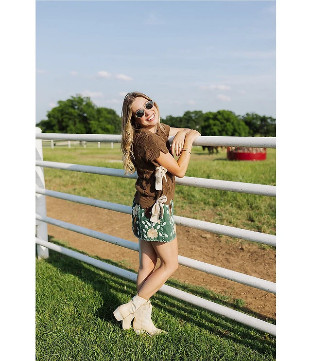 Gianni Floral Embroidered Mini Pencil Skirt at Hamilton