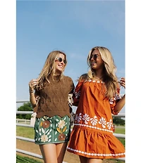 J.Marie Cody Floral Embroidered Mini Skirt