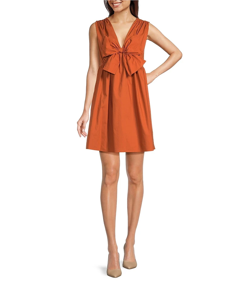 J.Marie Dani Bow V-Neckline Sleeveless Mini Dress
