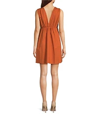 J.Marie Dani Bow V-Neckline Sleeveless Mini Dress