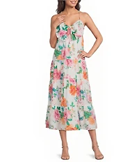 J.Marie Elaine Bow Floral Midi Dress