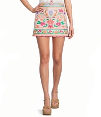 J.Marie Elaine Coordinating Embroidered Mini Pencil Skirt