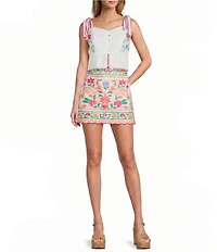 J.Marie Elaine Coordinating Embroidered Mini Pencil Skirt