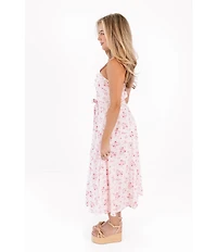 J.Marie Ellie Floral Print Sweetheart Neckline A-Line Midi Dress