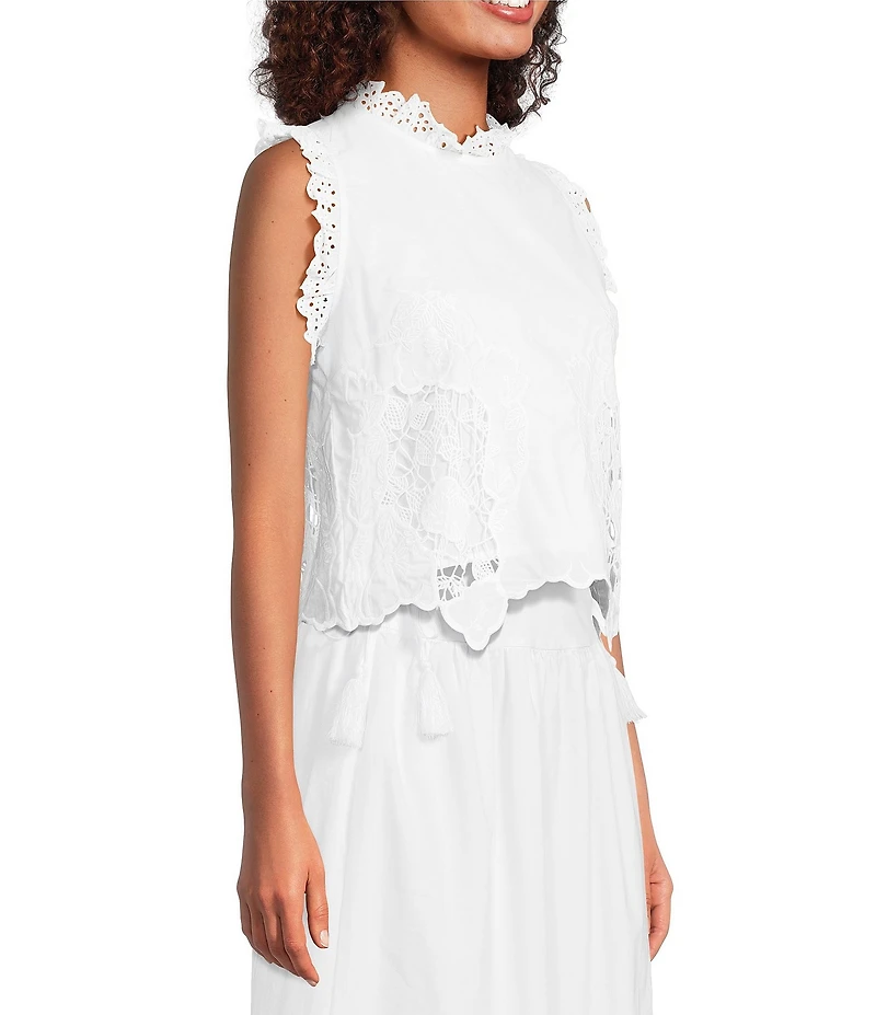 J.Marie Giselle Coordinating Embroidered Ruffle Detail Blouse