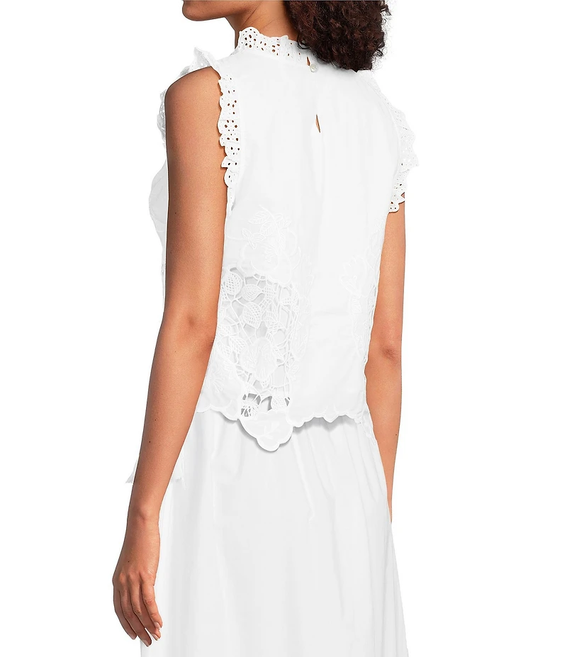 J.Marie Giselle Coordinating Embroidered Ruffle Detail Blouse