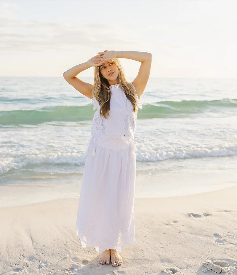 J.Marie Giselle Coordinating Embroidered Ruffle Detail Blouse