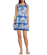 J.Marie Hayden Square Neck Ric Rac Trim Strap A-Line Dress