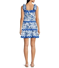 J.Marie Hayden Square Neck Ric Rac Trim Strap A-Line Dress