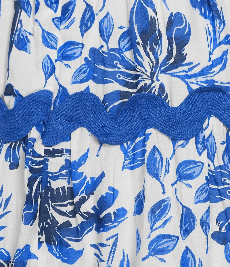 J.Marie Hayden Square Neck Ric Rac Trim Strap A-Line Dress