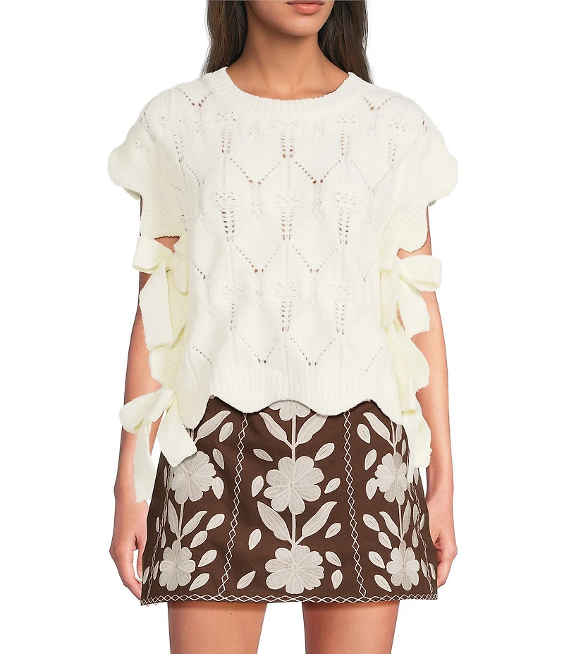 J.Marie Hayes Sleeveless Scoop Neckline Tie Side Sweater