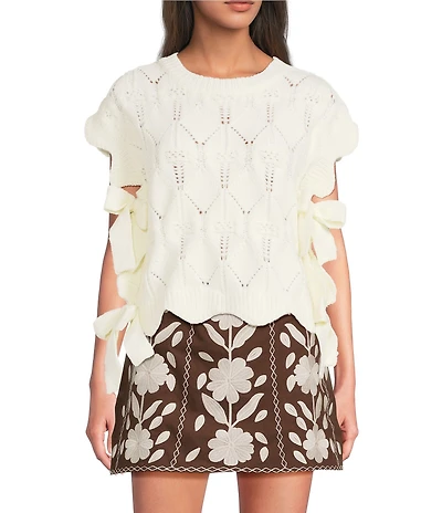 J.Marie Hayes Sleeveless Scoop Neckline Tie Side Sweater