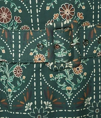J.Marie Hazel Printed Short Sleeve Button Front Midi Ruffle Dress