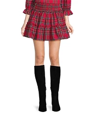 J.Marie Hollin Plaid Print High Rise A-Line Pull-On Skort