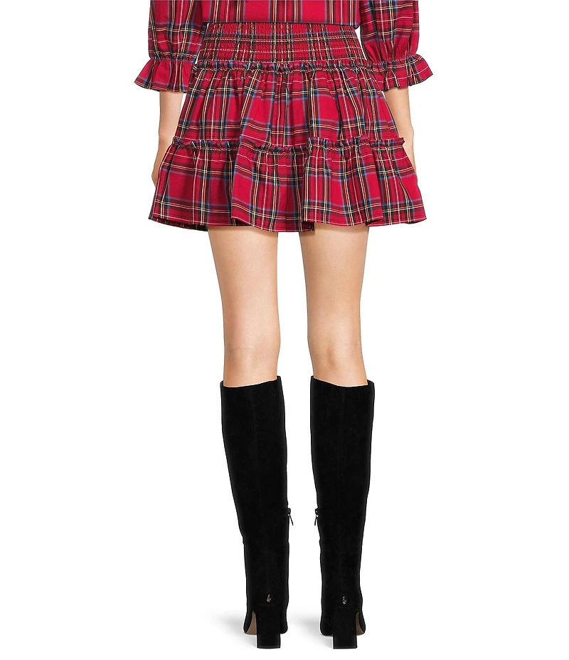 J.Marie Hollin Plaid Print High Rise A-Line Pull-On Skort