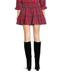 J.Marie Hollin Plaid Print High Rise A-Line Pull-On Skort