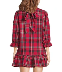 J.Marie Hollin Woven 3/4 Sleeve Plaid Top