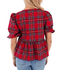 J.Marie Hollin Woven Short Sleeve Bow Top