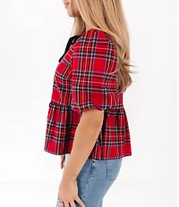 J.Marie Hollin Woven Short Sleeve Bow Top