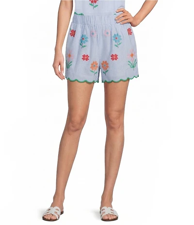 J.Marie Hunter Floral Embroidered Coordinating Shorts