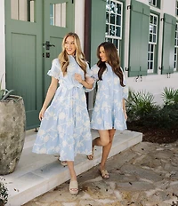 J.Marie Jill Ruffle Short Sleeve Button Up Soutache Midi Dress