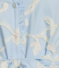 J.Marie Jill Ruffle Short Sleeve Button Up Soutache Midi Dress