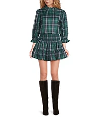 J.Marie Jordyn Woven 3/4 Sleeve Plaid Top