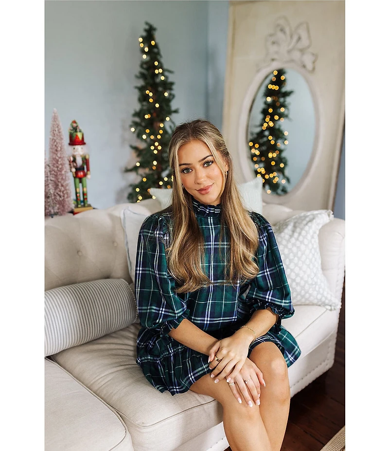 J.Marie Jordyn Woven 3/4 Sleeve Plaid Top