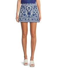 J.Marie Laken Floral Embroidered Mini Pencil Skirt