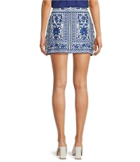 J.Marie Laken Floral Embroidered Mini Pencil Skirt