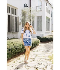 J.Marie Laken Floral Embroidered Mini Pencil Skirt