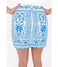 J.Marie Laken Floral Embroidered Mini Pencil Skirt