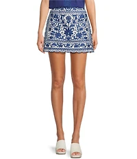 J.Marie Laken Floral Embroidered Mini Pencil Skirt