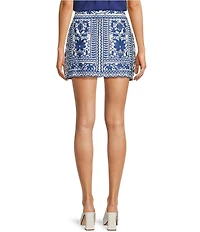 J.Marie Laken Floral Embroidered Mini Pencil Skirt