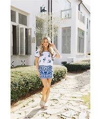 J.Marie Laken Floral Embroidered Mini Pencil Skirt