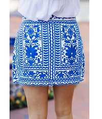 J.Marie Laken Floral Embroidered Mini Pencil Skirt